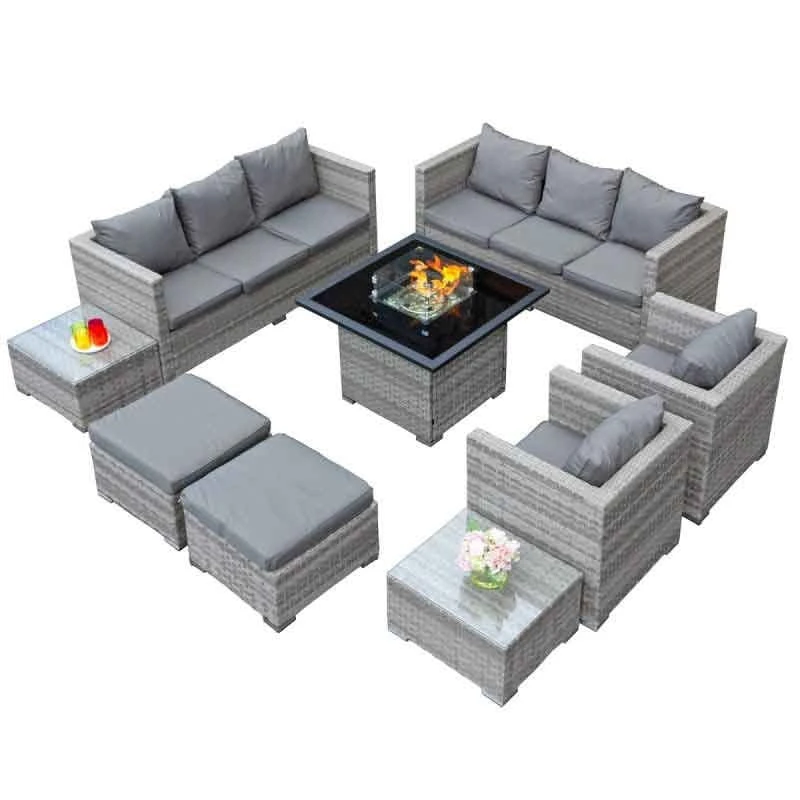 Oseasons® Acorn Deluxe Rattan 10 Seat Firepit Modular Set - Dove Grey - 106901 - Image 2