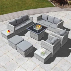Oseasons® Acorn Deluxe Rattan 10 Seat Firepit Modular Set - Dove Grey - 106901