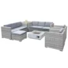 Oseasons® Malta XS Rattan 9 Seat U-Shape Sofa Set With Firepit - Dove Grey - 106904