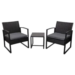 Oseasons® Cumberland KD Rattan Bistro 2 Seat Tea For Two Set - Black - 106982