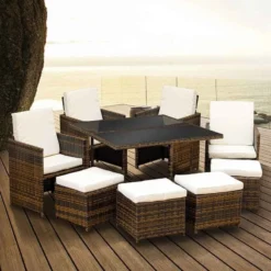 Oseasons® Cube KD Rattan 4-8 Seat Dining Set - Dark Brown - 106987