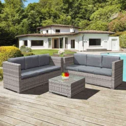 Oseasons® Malta Rattan 6 Seat Corner Sofa Set - Dove Grey - 107065
