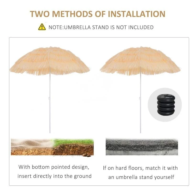 Outsunny Hawaiian Beach Sun Tilting Umbrella - Yellow - 01-0025 - Image 9