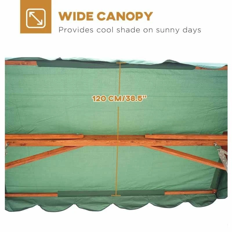 Outsunny 2 In 1 Wooden Garden Swing Chair - Green - 01-0078 - Image 3