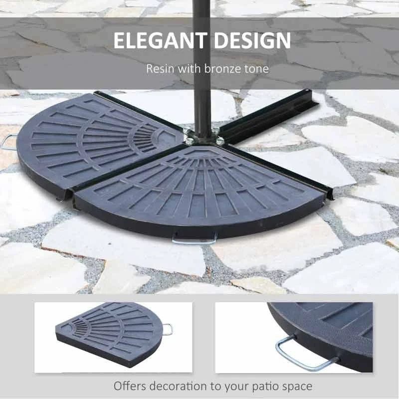 Outsunny Set Of Two Fan-Shaped Parasol Umbrella Weights - Bronze - 01-0221 - Image 8