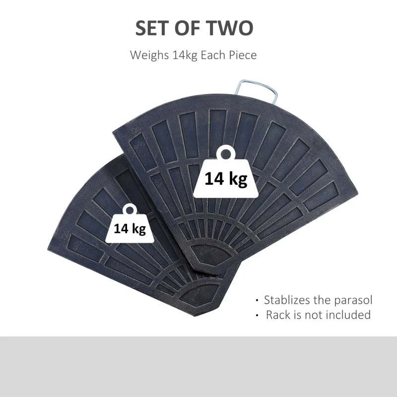 Outsunny Set Of Two Fan-Shaped Parasol Umbrella Weights - Bronze - 01-0221 - Image 7