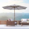 Outsunny Bamboo Parasol - Cream White - 01-0244