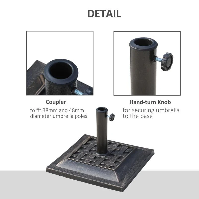 Outsunny Square Shape Umbrella Stand - Bronze - 01-0415 - Image 7