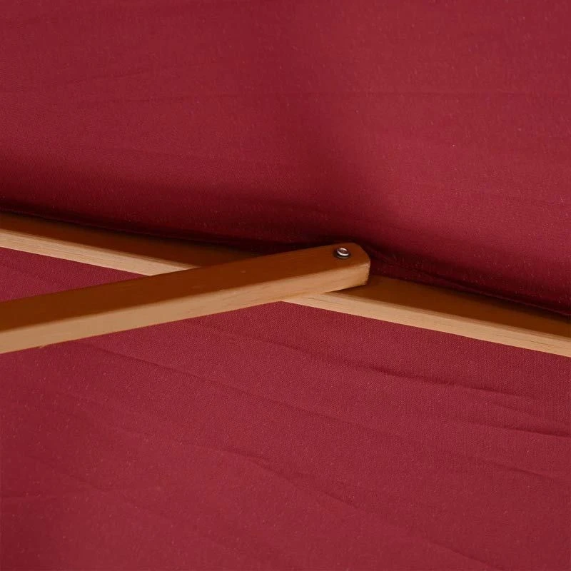 Outsunny 3m Bamboo Wooden Patio Umbrella 6 Ribs - Wine Red - 01-0576 - Image 5