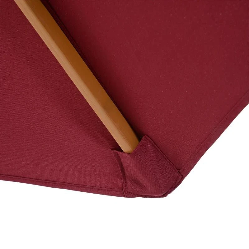 Outsunny 3m Bamboo Wooden Patio Umbrella 6 Ribs - Wine Red - 01-0576 - Image 4