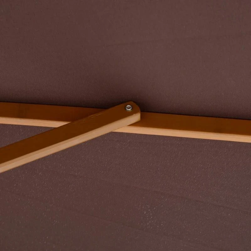 Outsunny 3m Bamboo Wooden Patio Umbrella 6 Ribs - Coffee - 01-0577 - Image 3