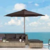 Outsunny 3m Bamboo Wooden Patio Umbrella 6 Ribs - Coffee - 01-0577