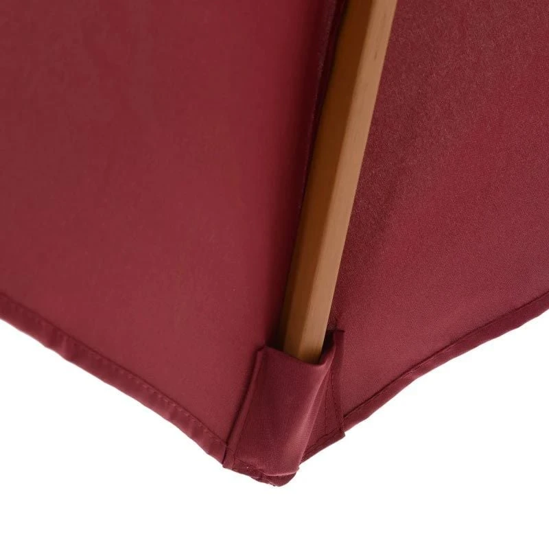Outsunny 2.5m Wooden Garden Parasol Umbrella - Red Wine - 01-0583 - Image 3