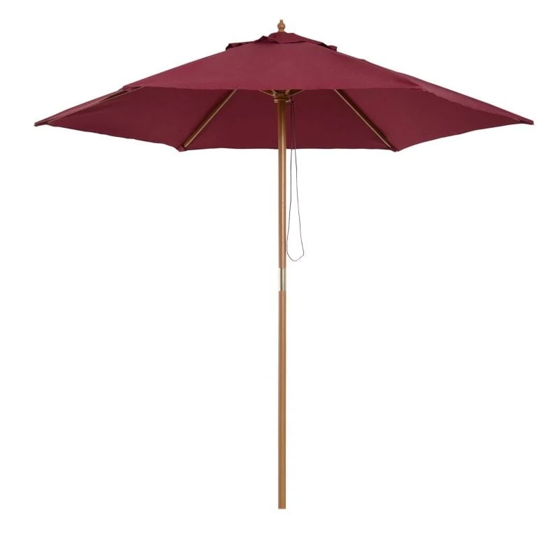 Outsunny 2.5m Wooden Garden Parasol Umbrella - Red Wine - 01-0583 - Image 10