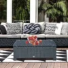 Outsunny Rattan Coffee Table With Glass Table Top - 850mm - Black - 01-0722