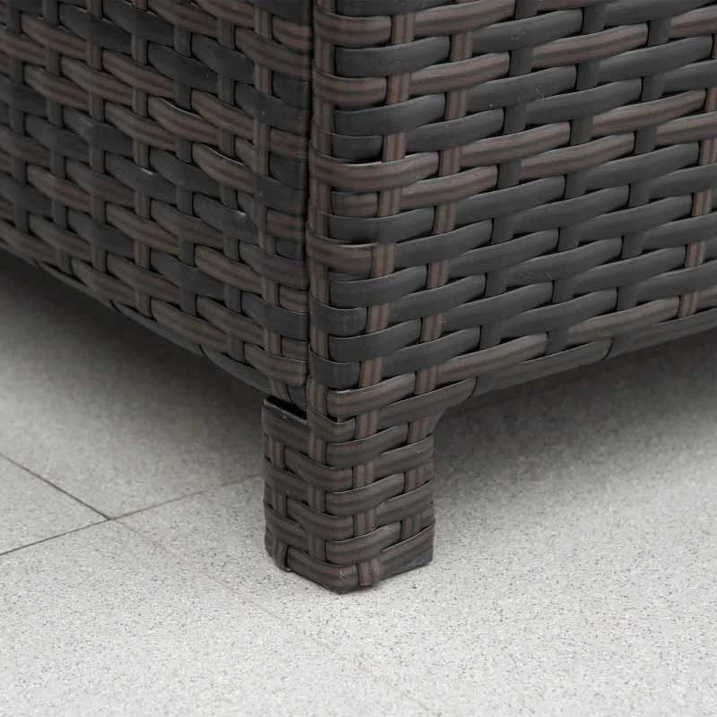 Outsunny Rattan Side Table With Glass Table Top - 640mm - Brown - 01-0723 - Image 7