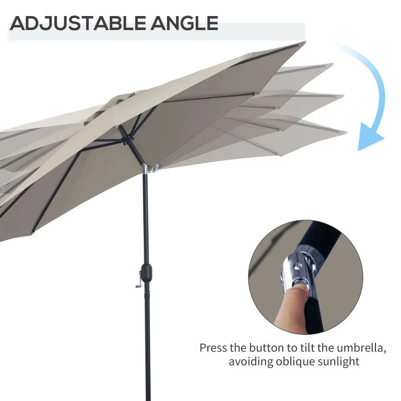 Outsunny 3m Patio Parasol With Tilt And Crank - Light Grey - 840-070GY - Image 9