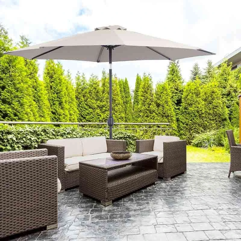 Outsunny 3m Patio Parasol With Tilt And Crank - Light Grey - 840-070GY