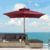 Outsunny 3m 2 Tier Umbrella Parasol - Wine Red - 840-116