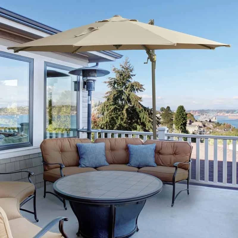 Outsunny 3m Beach Hanging Umbrella Parasol - Beige - 840-122