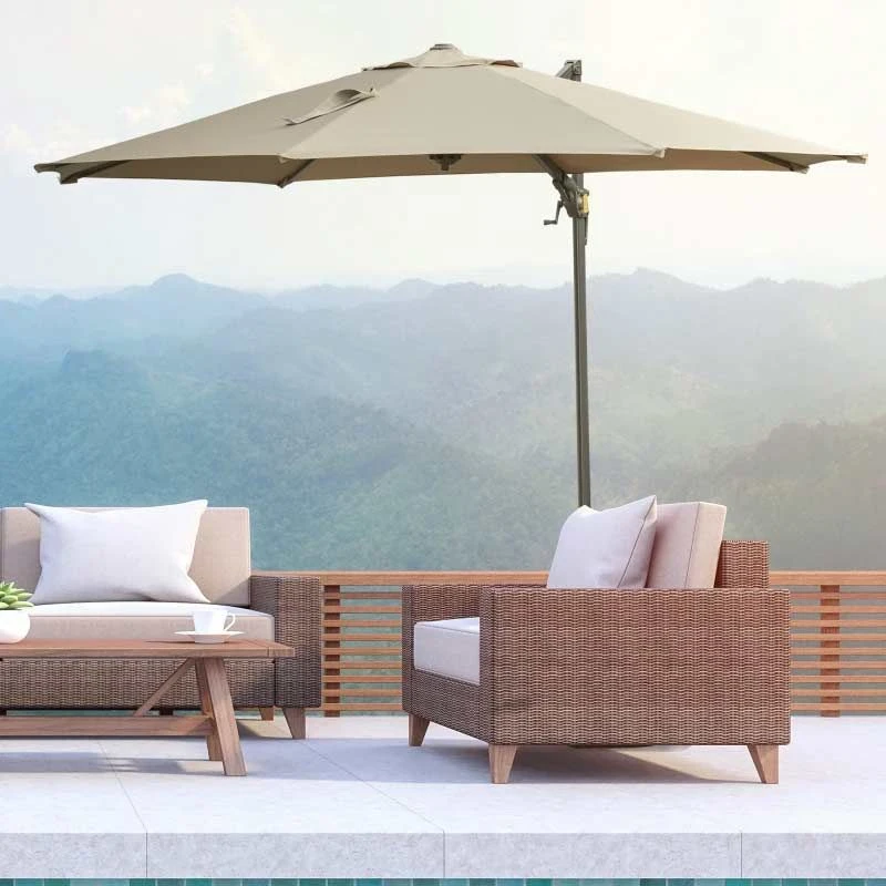 Outsunny 3m Beach Hanging Umbrella Parasol - Beige - 840-122 - Image 3