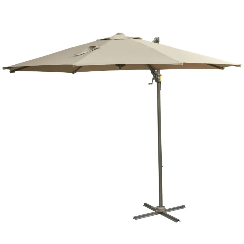 Outsunny 3m Beach Hanging Umbrella Parasol - Beige - 840-122 - Image 2