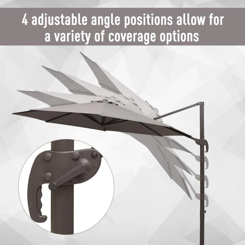 Outsunny 3m Cantilever Aluminium Frame Outdoor Garden Parasol - Grey - 840-126GY - Image 9