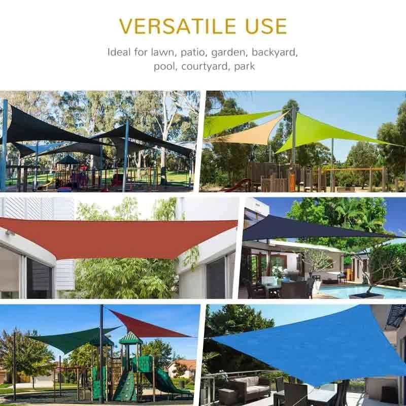 Outsunny 4x4m Triangle Sun Shade Sail UV Protection With Steel Rings Ropes - Grey - 840-231V01 - Image 7