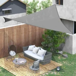 Outsunny 4 X 3m Rectangle Sun Shade Sail With Mounting Ropes UV Protection - Charcoal Grey - 840-233