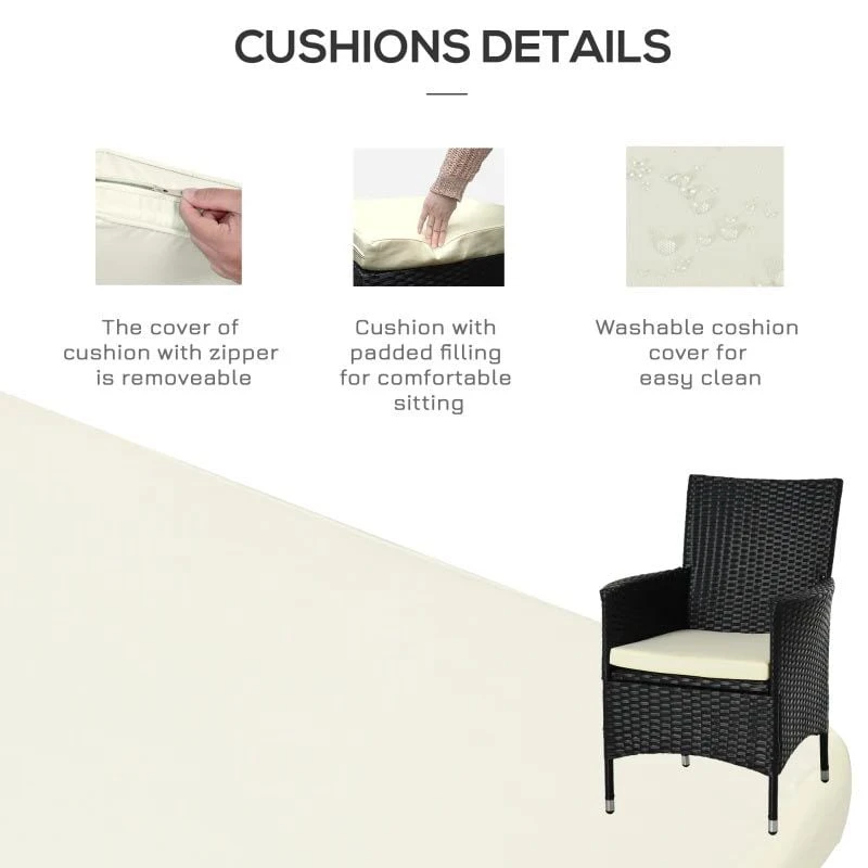 Outsunny 2 Seat Rattan Bistro Chair And Table Set - Black - 841-094 - Image 5