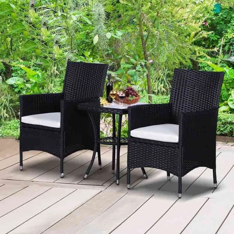 Outsunny 2 Seat Rattan Bistro Chair And Table Set - Black - 841-094 - Image 10