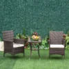 Outsunny 2 Seater Rattan Bistro Chair And Table Set - Brown - 841-094BN