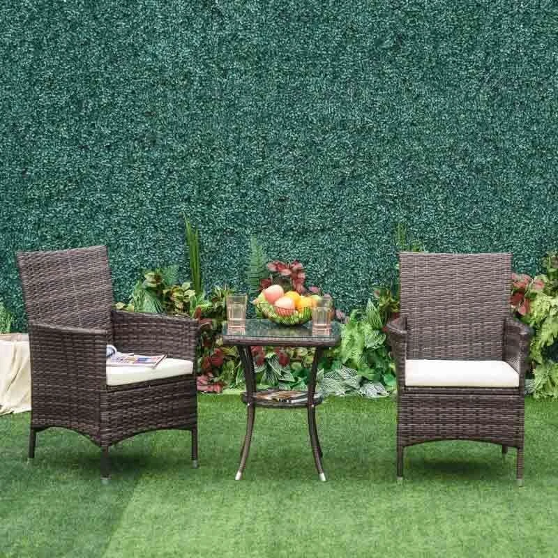 Outsunny 2 Seater Rattan Bistro Chair And Table Set - Brown - 841-094BN