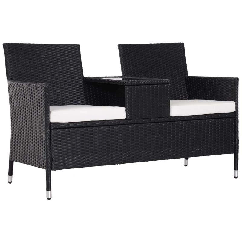 Outsunny 2-Seater Rattan Garden Chair Set With Middle Table - Black - 841-149BK - Image 10