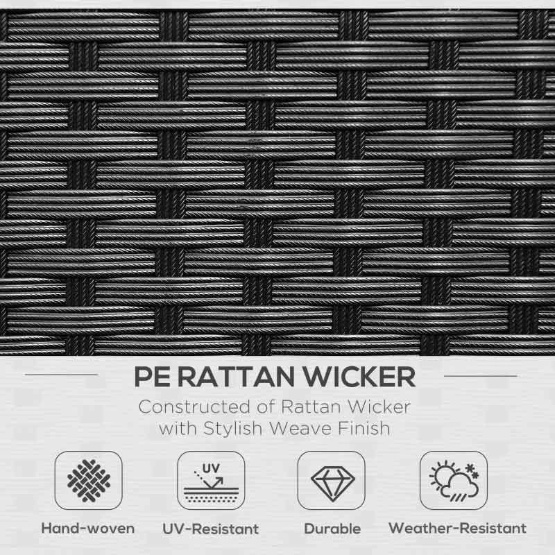 Outsunny 2-Seater Rattan Garden Chair Set With Middle Table - Black - 841-149BK - Image 9