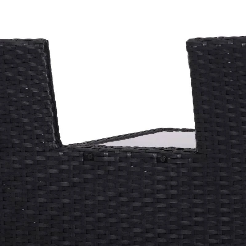 Outsunny 2-Seater Rattan Garden Chair Set With Middle Table - Black - 841-149BK - Image 6