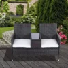 Outsunny 2-Seater Rattan Garden Chair Set With Middle Table - Brown - 841-149BN