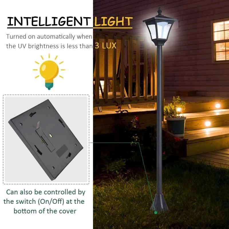 Outsunny Solar Powered Lamp Post - Black - 842-107 - Image 8