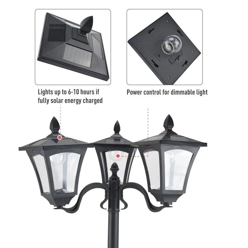 Outsunny Solar Sensor Garden Lamp - Black - 842-109 - Image 9