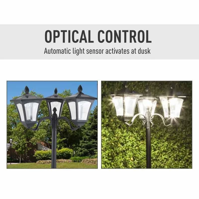 Outsunny Solar Sensor Garden Lamp - Black - 842-109 - Image 8