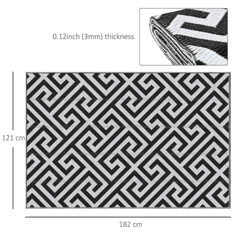 Outsunny 4 X 6ft Reversible Outdoor Rug - Black & White - 844-479 - Image 9