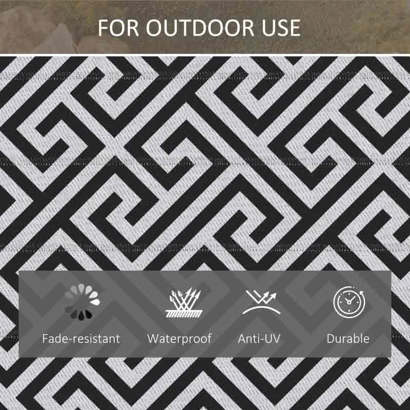 Outsunny 4 X 6ft Reversible Outdoor Rug - Black & White - 844-479 - Image 7