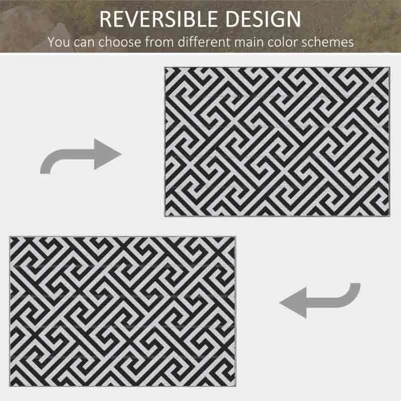 Outsunny 4 X 6ft Reversible Outdoor Rug - Black & White - 844-479 - Image 6