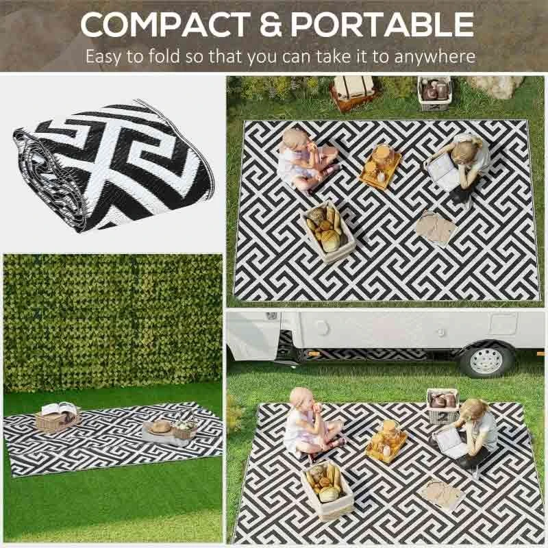 Outsunny 5 X 8ft Reversible Outdoor Rug - Black & White - 844-479V01 - Image 7