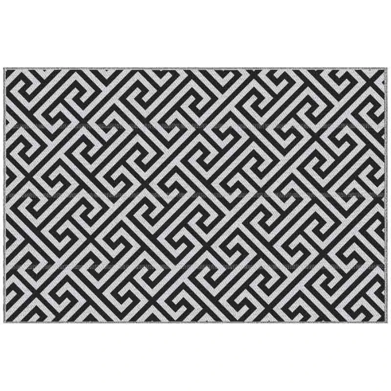 Outsunny 5 X 8ft Reversible Outdoor Rug - Black & White - 844-479V01 - Image 2