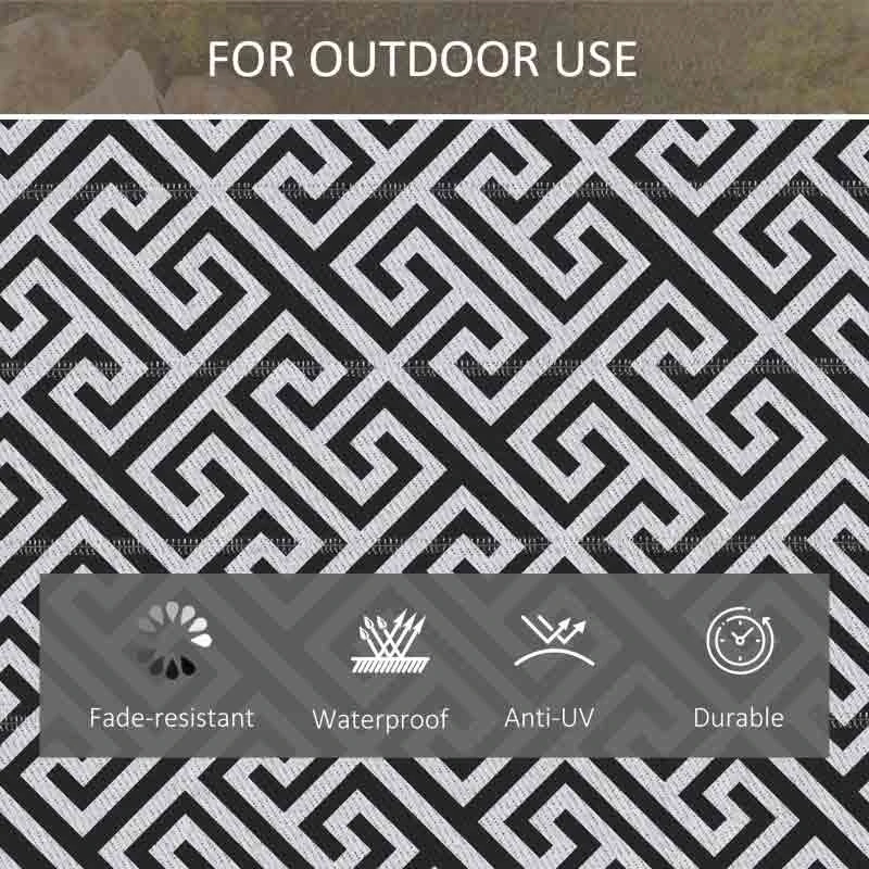 Outsunny 6 X 9ft Reversible Outdoor Rug - Black & White - 844-480 - Image 8