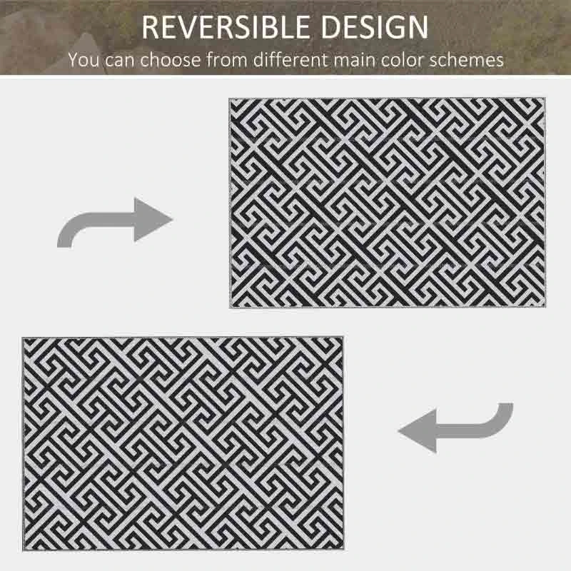 Outsunny 6 X 9ft Reversible Outdoor Rug - Black & White - 844-480 - Image 7