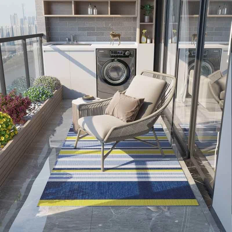 Outsunny 121 X 182cm Reversible Outdoor Rug - Blue & Yellow - 844-640V00MX - Image 8