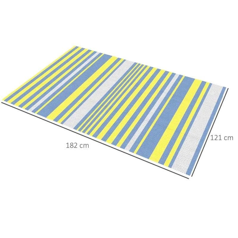 Outsunny 121 X 182cm Reversible Outdoor Rug - Blue & Yellow - 844-641V00MX - Image 7