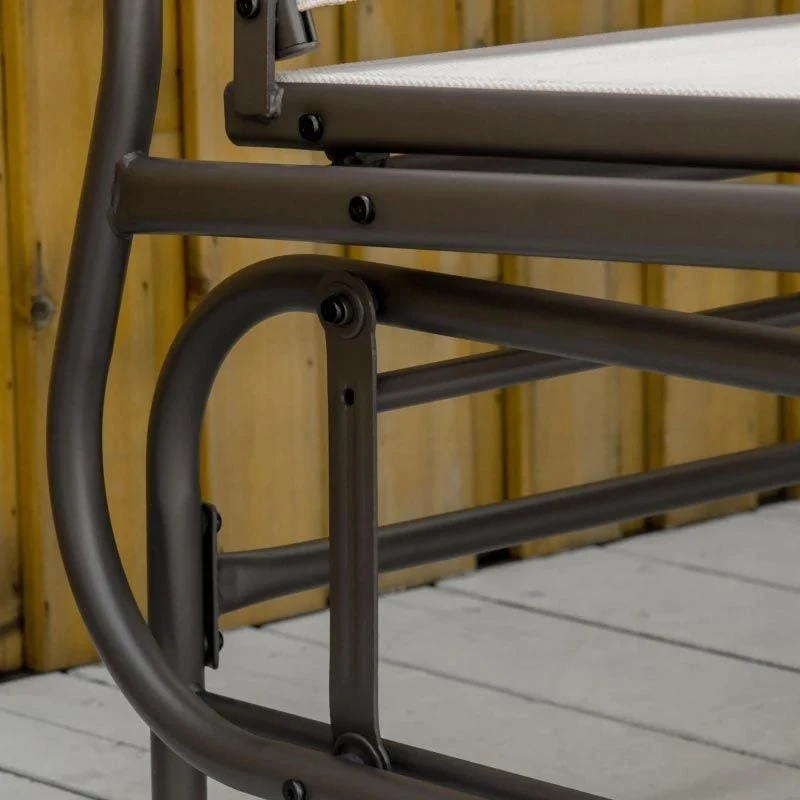 Outsunny Metal Double Garden Swing Chair With Table - Brown-84A-011BN - Image 7